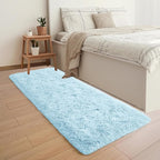 YJ.GWL Fluffy Runner Rugs for Bedroom Living Room Soft Shag Area Rug 2x6 Feet, Light Blue Rug Fuffy Carpet Non Slip for Nursery Dorm, Fuzzy Bedside Rug for Kids Room Home Decor