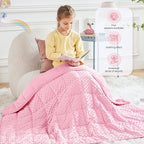 HOSUKKO Weighted Blanket - 3 lbs Pink Thciken Heavy Blanket - Small Size Breathable Comfortable Blanket(36 * 48 inches, 3 lbs)