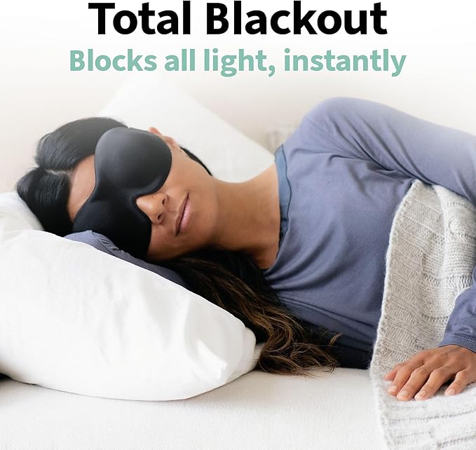 Nidra Contoured Sleep Mask for Men Women – Zero Pressure Fit, Light Blocking Eye Shade for Side Sleeping & Travel – Black, Small Size