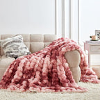 60x80 Inches Ultra-Soft Fuzzy Faux Fur Plush Twin Size Blanket - Thick, Warm Sherpa for Couch, Sofa, Bedroom, Camping - Decorative Blanket for Cozy Warmth, Bubble Dusty Rose Tie Dye
