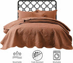 IR Imperial Rooms Twin Quilt Bedding Set Size (68” x 86”) + 1 Pillow Shams (20” x 26” + 2”) - 2 Pcs All Season Lightweight Reversible Microfiber Coverlet Floral Embossed Quilt Bedspread (Rust)