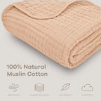 Comfy Cubs Muslin Baby Blanket - Soft, Lightweight, 6-Layer Cotton Swaddle Blankets for Newborns, Infants & Toddlers - 40" x 40" Large, Breathable & Versatile for Sleeping & Tummy Time - Cream