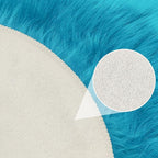 3ft Small Round Blue Rug,Thick Furry Fluffy Carpet for Teen,Sheepskin Fur Shaggy Circular Rug for Indoor Bedroom Room Living Room Nursery Decor Chair