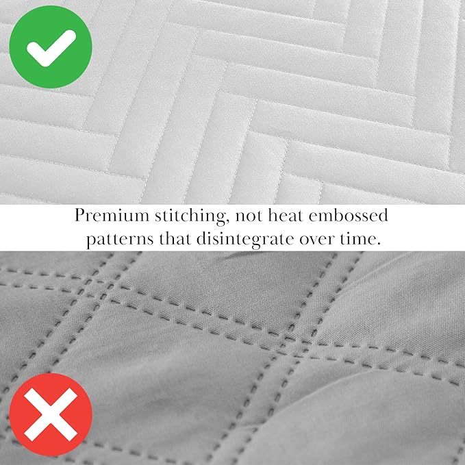 Southshore Fine Living, Inc. Oversized Queen Quilt Bedding Set Lightweight, Prewash Fabric Soft Coverlet Bedspread 3-Piece with Two Matching Shams (98 in Wide x 98 in Long), Full/Queen, Chevron White