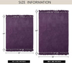 Chenille Throw Blanket for Couch 50"X 60", Soft Cozy Throws with Fringe Tassel for Bed Sofa Chair Cover, Lightweight Knitted Decorative Boho Blankets for Living Room, Dark Purple