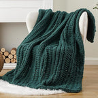 Battilo Christmas Green Throw Blanket for Couch, Chunky Knit Throw Blanket, Super Soft Warm Cozy Chenille Throw Blanket for Bed, Sofa, Living Room, Christmas Decor, 50"x60"