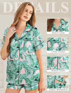 Silk Pajamas for Women Short Sleeve Sleepwear Soft Button Down Loungewear 2 Piece Satin Pjs Shorts Set S-XXL