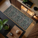 Lahome Claude Floral Kitchen Runner, 2x6 Black Washable Runner Rug Non Slip, Soft Low Pile Stain Resistant Bathroom Laundry Floor Carpet, Boho Thin Long Carpet for Entryway