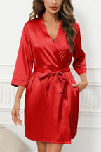 Samring Women's Bride Bridesmaids Robe Short Satin Kimono Robes for Wedding & Bridal Party Silk Bathrobes for Women
