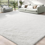 Shag White Rug 9x12 Area Rugs for Bedroom Living Room - Non Slip Ultra Soft Large Fluffy Fuzzy Shag Plush Shaggy Furry Rug for Dorm Kids Room Nursery Playroom, Home Office Big Modern Carpet