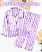 Girls Pajamas Silk PJS Set Satin Sleepwear Long Sleeve Jammies for Kids Button-Down Nightwear Loungewear 3-16 Years