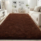 ISEAU 5x8 Area Rug for Living Room, Brown Rugs for Bedroom, Kitchen, Soft Shaggy Carpets, Fluffy and Machine Washable Mats, Under Bed, On Nursery Floors Mat, Boys, Girls Room Carpet Decor