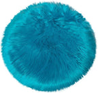 2ft Small Round Blue Rug,Thick Furry Fluffy Carpet for Teen,Sheepskin Fur Shaggy Circular Rug for Indoor Bedroom Room Living Room Nursery Decor Chair