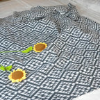 Nordic Style Grey and White Throw Blanket for Couch,Soft Cozy Cable Knit Throw for Bed Sofa Chair Living Room,Lightweight Warm Maximalist Decor Christmas Blanket,50"x60" (cr-D03)