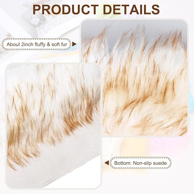 PATIKIL 12" Locker Rug, Small Area Rug Mini Faux Fur Rugs Small Locker Carpet Soft Fluffy Tiny Photography Props Square for Nail Photo Tabletop Background Picture Decoration, Beige