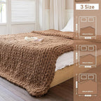Chunky Knit Blanket - Luxury Soft Cozy 50 * 60 Throw Blanket,100% Woven Blanket Rope Knot Throw Blanket for Couch, Sofa, Home Decor, Gift - Machine Washable (Brown, 50 * 60)