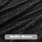 NEWCOSPLAY Super Soft Twin Blanket Black Premium Silky Flannel Fleece 3D Waffle Checkered Lightweight Bed Blanket All Season Use (Black, Twin(60"x80"))