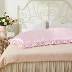 Blush Pink Satin Pillowcases Body Pillow for Hair and Skin,Blush Pink Body Pillow Silk Pillowcase with Envelope Closure Princess Room Decoration