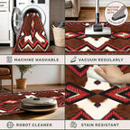 Western Runner Rug,2.6x7ft,Brown Cow Hide Print Runner Rug,Indoor Soft Non-Slip Washable Country Farmhouse Rugs,Southwestern Aztec Geometric Patt Rustic Runner Rugs,for Hallway Bedroom Floor Mat