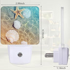 Starfish Seashell on Beach Night Light, Summmer Beach Night Light Plug into Wall with Dusk to Dawn Sensor, LED Lamp Energy Saving Lights for Men Women Boys Girls,Lamp for Bedroom Bathroom Hallway