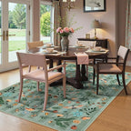 Lahome Chloe Insect Botanical Washable Rugs 8x10 Green Rug for Living Room, Boho Non Slip Rugs for Bedroom, Indoor Throw Dining Room Rug for Under Table Carpet for Home Office Playroom(Green,8x10)