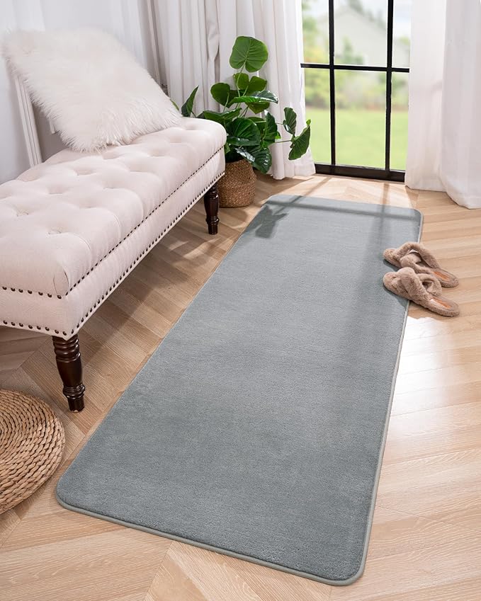 Andecor Shag Runner Rug for Bedroom Living Room, 2x6 Grey Washable Fluffy Hallway Runner Area Rugs for Kitchen Boys Girls Kids Room Home Decorations Carpet