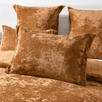 Fredsure Distressed Velvet Comforter Set, 5 Pieces Gold Caramel King, Distressed Velvet Face and Brushed Microfiber Reverse