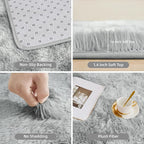 Litanika 4x6 Shag Area Rug for Living Room Bedroom, Tie-Dyed Light Grey High Pile Soft Plush Shaggy Furry Bedside Playroom Dorm Carpet, Non-Slip, Non-Shedding Modern Indoor Floor Rug