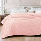 Exclusivo Mezcla Fleece Bed Blankets Queen Size, Ultra Soft, Lightweight and Fuzzy Light Pink Blanket for Women, Home Decor, 90x90 Inches