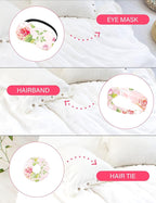 EPLAZA Silk Pajamas for Women Satin Pajamas Set 5 Pcs Long Sleeve Print Pattern Button Down Pjs Sleepwear Loungewear Set