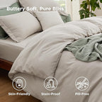 Bedsure Duvet Cover with Fitted Sheet Queen - Cooling Deep Pocket, Hotel Luxury Soft Double Brushed Bedding Set with Zipper Closure, 1 Duvet Cover, 1 Fitted Sheet, 2 Pillow Shams, NO Comforter, Linen
