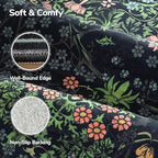Lessymo Floral Black Green Washable Rugs 8x10, Living Room Area Rug Non Slip Boho Low Plie Large Carpet for Bedroom Dining Room Home Office, Vintage Flower Decor Distressed Retro Indoor