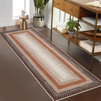 RUGSREAL Hallway Runner Rug 2x6 Braided Machine Washable Kitchen Rug Farmhouse Runner Carpet Non Slip Stain Resistant Rustic Runner Modern Printed Area Rug for Living Room Bedroom, Brown/Rust