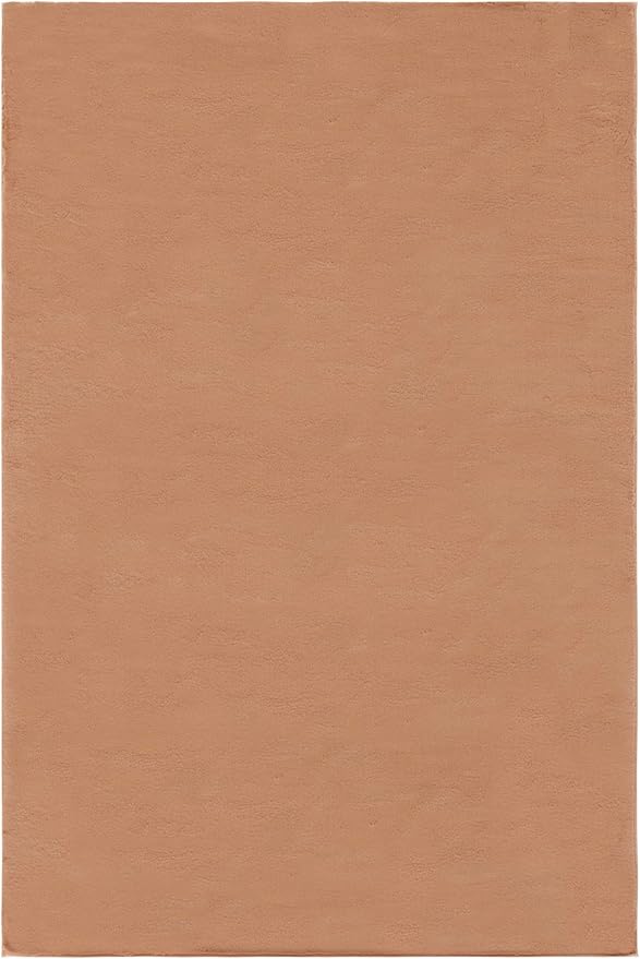SAFAVIEH Washable Rug Faux Rabbit Fur Shag Collection - 6' x 9', Brown, Slip Resistant & Easy Cleaning, Ideal for Living Room, Bedroom, Kids Playroom, Nursery, Dining Space (FRF976T)
