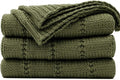 RECYCO Cable Knit Moss Green Throw Blanket Twin Size for Couch, Super Soft Warm Cozy Decorative Knitted Throw Blanket 3.6LB for Bed, Sofa, Chair Large 60"x80"