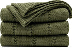 RECYCO Cable Knit Moss Green Throw Blanket Twin Size for Couch, Super Soft Warm Cozy Decorative Knitted Throw Blanket 3.6LB for Bed, Sofa, Chair Large 60"x80"
