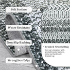 5x8 Oval Living Room Area Rug Washable Modern Border Bedroom Bedside Area Rugs Non Slip Low Pile Dining Room Oval Throw Carpet Contemporary Rugs for Living Room Kitchen Nursery, Grey