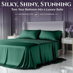 SLEEP SANCTUARY Satin Sheets Full Size – 4 Piece Luxury Silky Bed Set, Softer Than Silk, 15" Deep Pocket, Cooling & Wrinkle-Free, Moisture-Wicking & Breathable for Hair & Skin (Dark Green)