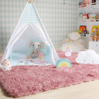 Amdrebio Blush Pink Area Rugs for Girls Bedroom, Fuzzy Furry Fluffy Kawaii Rugs for Kids Room Playroom, Shaggy Small Fur Plush Shag Carpet for Nursery Dorm Classroom, Cute Dusty Rose Mauve Rug 4x6