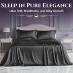 SLEEP SANCTUARY Satin Sheets Twin Size – 3 Piece Luxury Silky Bed Set, Softer Than Silk, 15" Deep Pocket, Cooling & Wrinkle-Free, Moisture-Wicking & Breathable for Hair & Skin (Stone Grey)