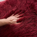 EasyJoy Ultra Soft Fluffy Shaggy Area Rug Faux Fur Rug Chair Cover Seat Pad Fuzzy Area Rug for Bedroom Floor Sofa Living Room (2 x 6 ft Sheepskin, Burgundy)