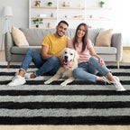 Noahas Large Fluffy 6x9 Area Rugs for Living Room Bedroom,Thick Shag Black and Grey Throw Rug,Big Soft Shaggy Bedside Non-Slip Plush Dorm Nursery Kids Carpet