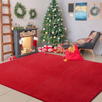 Softlife Red Area Rug for Bedroom Living Room, Solid Non-Slip 6x9 Fluffy Carpet with Soft Low Pile for Kids Boys Girls, Machine Washable Fuzzy Aethetic Rugs Home Dorm Decor
