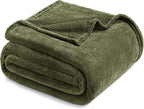 Exclusivo Mezcla Fleece Olive Green Throw Blanket for Couch, Sofa, Super Soft and Warm Blankets, All Season, Cozy, Plush, Lightweight, 50x60 Inches