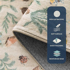 Lahome Chloe Insect Botanical Beige 2x3 Bathroom Rugs Non Slip Washable Door Mat Indoor Entrance,Boho Small Kitchen Rugs,Floral Soft Indoor Carpet Throw Mat for Entryway Laundry Bedroom(Beige,2x3)