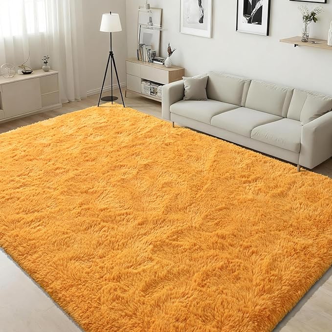 ISEAU Fluffy Rug Carpets Soft Shaggy Area Rugs Indoor Floor Mats for Kids Room Fuzzy Carpet Comfy Cute Nursery Mat Bedside Rug for Boys Girls Bedroom Living Room Home Decor, 6ft x 9ft,Orange