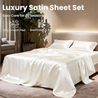 Love's cabin Twin Silky Soft Satin Bed Sheet Set - 3 Piece, Ivory, Luxury Fitted & Flat Sheets, Deep Pockets, Envelope Closure, 1800 Thread Count, Cooling, Breathable, Hypoallergenic