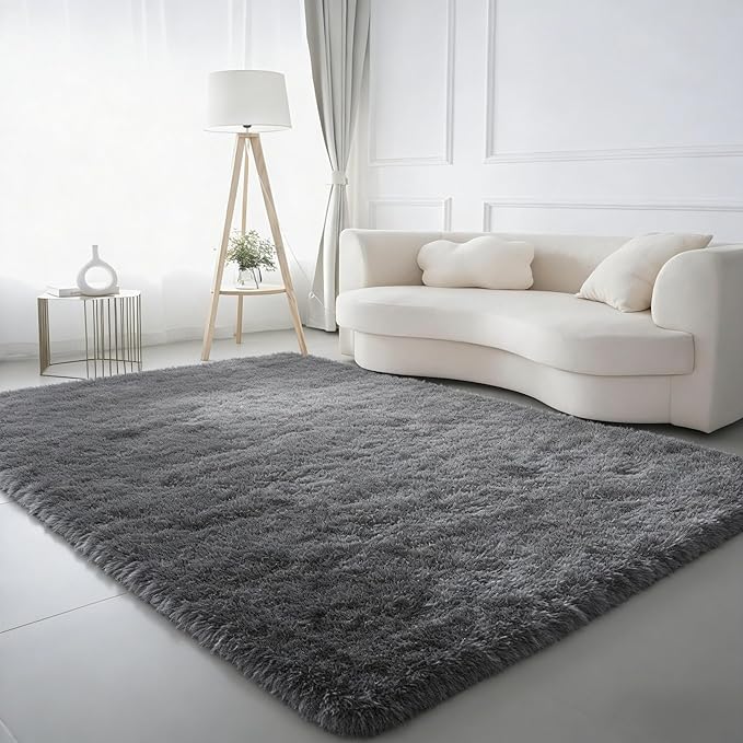 8x10 Area Rug Fluffy Shaggy - Ultra Soft Faux Fur Non-Slip Machine Washable Carpet for Bedroom, Living Room, Nursery & Dorm Cozy Home Decor