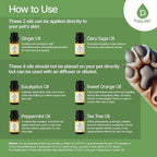 Pursonic Pet-Friendly Aromatherapy Oil Blends, 6-Piece Set with Eucalyptus, Sweet Orange, Peppermint, Clary Sage, Tea Tree, Ginger - Vet-Approved, Pet-Safe Aromatherapy, 10 ML