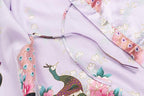 Women's Short Kimono Robes Bride and Bridesmaid Satin Floral Bathrobe Peacock Sleepwear Dressing Gown for Wedding Party